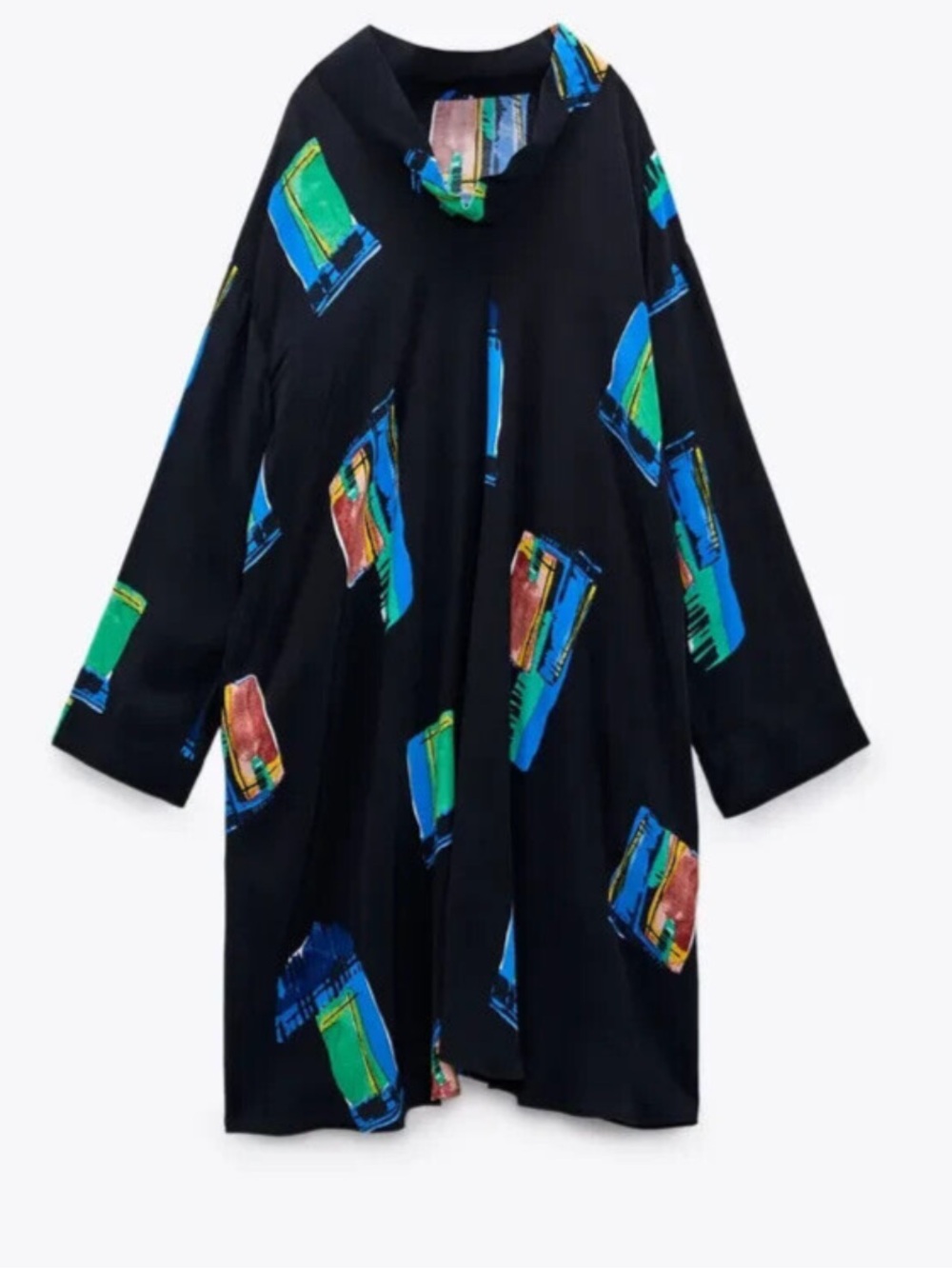 Zara Black Tunic Dress with Blue, Green and Orange Blocks